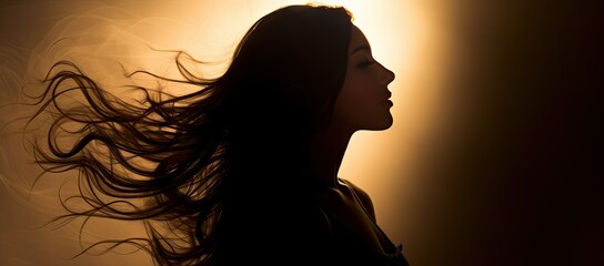 Woman with her hair blowing in the wind