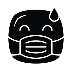 Ill emoji vector design, face mask on emoji face