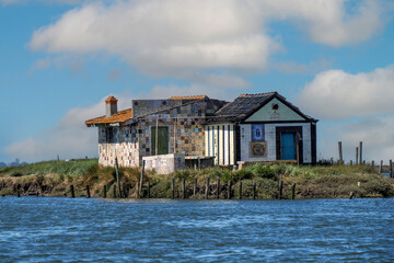 multi different ceramic tile House in Aveiro lagoon Ria de Aveiro located on the Atlantic coast of...