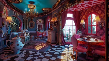 Fototapeta na wymiar Alice in Wonderland Tea Party Room
