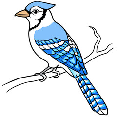 blue jay bird vector art illustration (19)