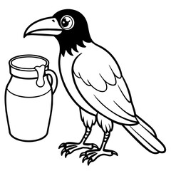 Crow coloring book page vector art illustration (2)