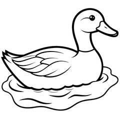 Duck Coloring book page vector art illustration line art (10)