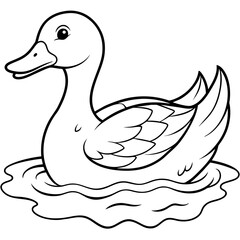 Duck Coloring book page vector art illustration line art (11)