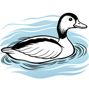 recommend clip art: Duck Coloring book page vector art illustration line art (9)