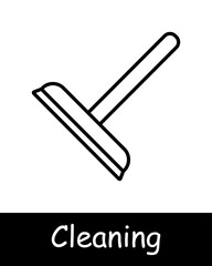 Obraz premium Cleaning set icon. Scoop, broom, fighting dust, debris and dirt, devices for cleaning up, mopping, cleaning, gathering, sweep up, clear up, sweeping. Tidy concept.