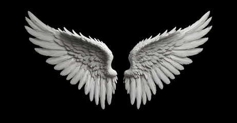 Fototapeta premium Realistic white angel wings isolated on solid background