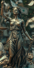 Fototapeta premium Korruption und Bestechlichkeit in der Justiz Gerechtigkeit Symbol Statue