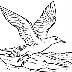 Obraz premium seagull bird Coloring book vector art illustration (6)