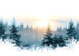 winter landscape with trees Generative AI