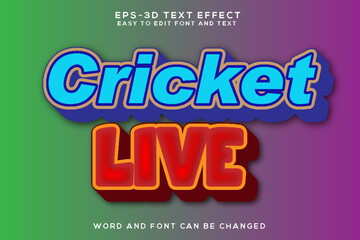 Cricket live 3d text effect