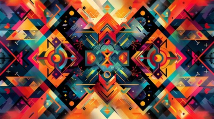 An abstract illustration of a kaleidoscope showcasing a mesmerizing interplay of geometric shapes and patterns in a vibrant color palette.
