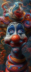 A whimsical image of a circus clown, brought to life with the mesmerizing patterns of spirograph art 8K , high-resolution, ultra HD,up32K HD