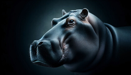 a hippopotamus in a portrait style