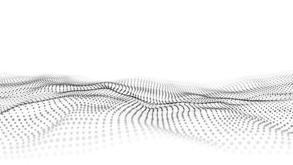 Vector white wave with motion dots. Abstract digital background. Concept connection big data. Futuristic technology backdrop.