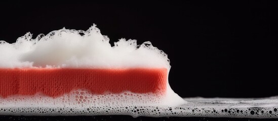 Watermelon with soap foam isolated on black background