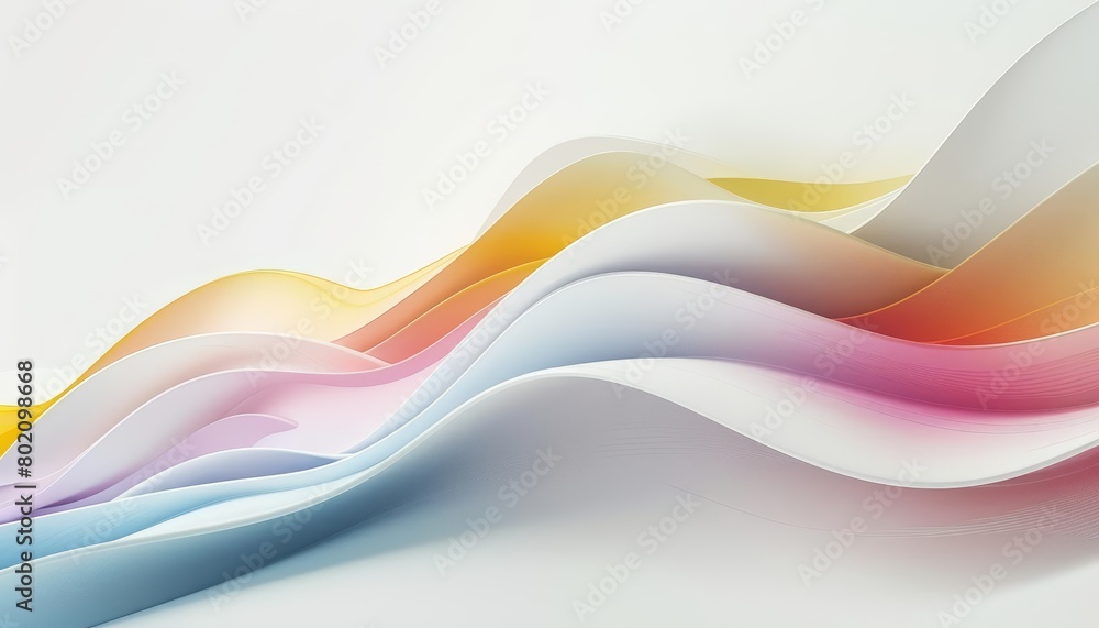 Poster a colorful curve dominates the minimal white backdrop, punctuated by subtle lines and a halftone tex