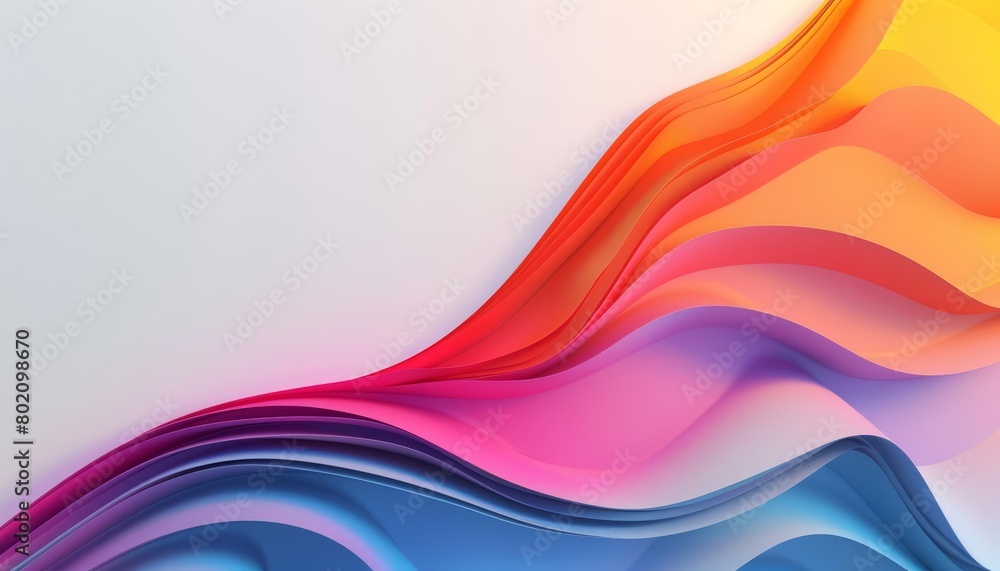 Poster a colorful curve dominates the minimal white backdrop, punctuated by subtle lines and a halftone tex