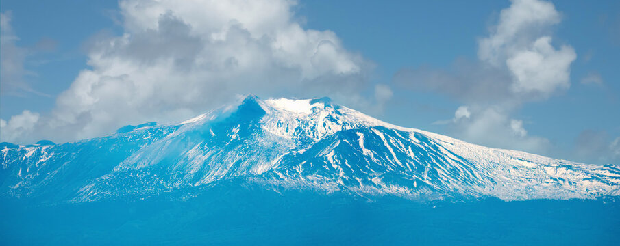 Panorama of the famous Etna Volcano, Sicily, Italy