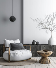 Modern living room interiors with minimal decor. Interior design luxury composition