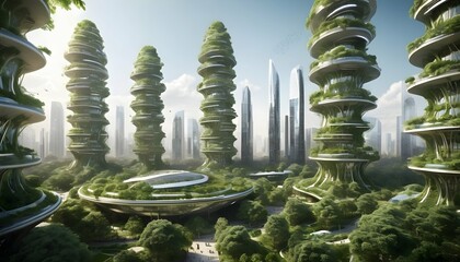 A Futuristic City Emerging From A Dense Forest Wi