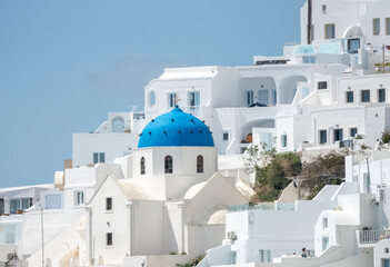The unique beauty of the aegean traditional style, Fira,  Santorini, Cyclades islands, South Aegean...