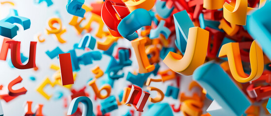 3d illustration of visualizing letters in an abstract and dynamic composition