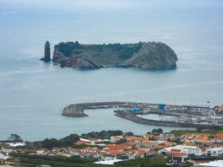 Panoramic shot of the volcanic Vila Franca do Campo island on San Miguel, Azores