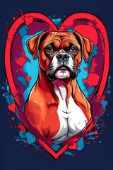 colorful design of boxer with heart