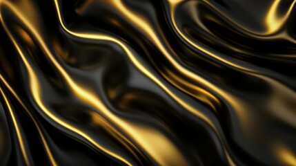 Close-up view of a rich, golden and black satin fabric texture, exuding luxury and elegance.