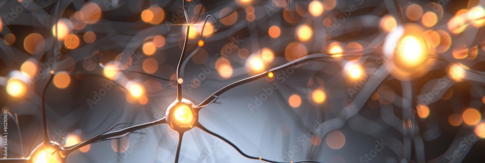 Aufkleber intricate neuronal world 3d microbiology rendering of nerve cells with copy space