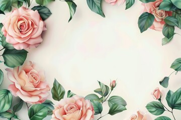 For this banner background, an artistic floral pattern combines watercolor roses with subtle green leaves, Sharpen banner background concept 3D with copy space