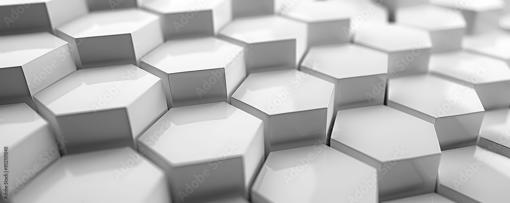Poster hexagons pattern merges seamlessly with a dot pattern in a clean white minimalist setting, sharpen 3