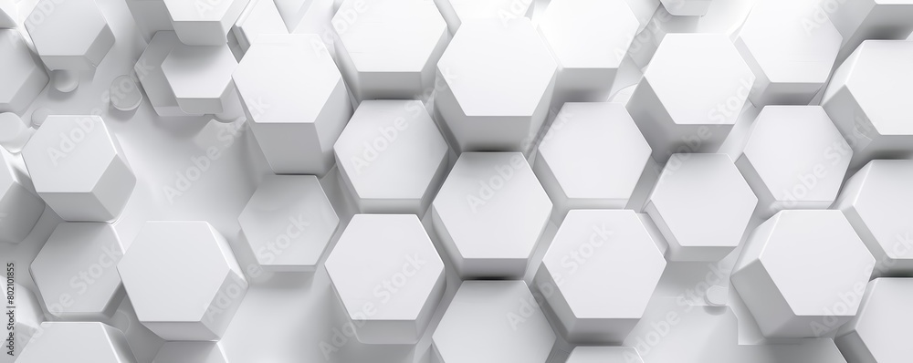 Poster hexagons pattern merges seamlessly with a dot pattern in a clean white minimalist setting, sharpen 3