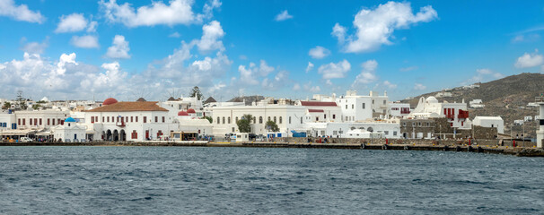 The lively old port of Mykonos, Cyclades Islands, Aegean Sea, Greece