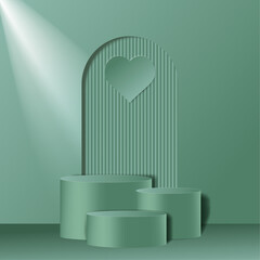Minimalist pastel color green 3d podium background for aesthetic presentation