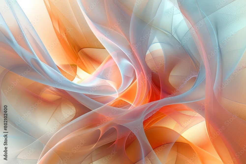 Poster light elegant dynamic abstract visuals swirl in an everchanging dance of modern shapes and soft hues