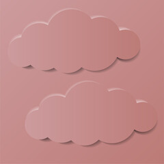 Aesthetic pastel color pink background frame with clouds, in minimalistic design