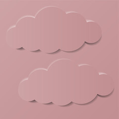 Aesthetic pastel color pale pink background frame with clouds, in minimalistic design