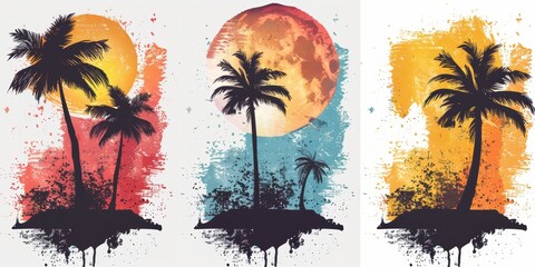 Summer Vibes Background with Palm Trees Generative AI