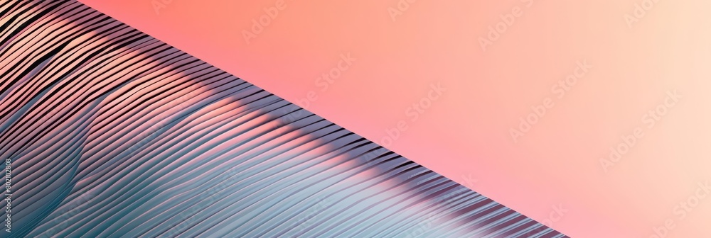 Poster pastel tone geometric shapes blend into a background with a diagonal lines halftone effect, creating