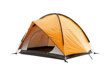 Orange tourist tent on a transparent background