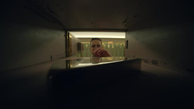 Businessman Entering Bank Safe Vault Room Storing Silver Bullion Inside Deposit