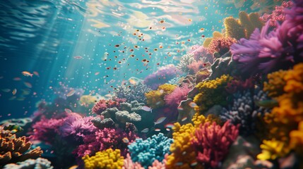 Fototapeta na wymiar A scuba diving trip, exploring a colorful underwater coral reef teeming with marine life.