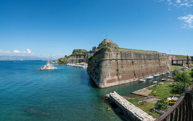 Ruins of the outer walls of the old fortress of Corfu (Kerkyra), Ionian islands, Greece. Built in...