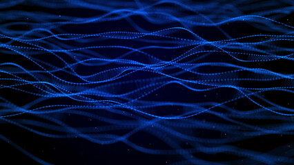 Dna is made of moving waves and particles. The concept of a genetic cell. 3d rendering