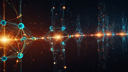 abstract technology concept. Network connection structure on dark background