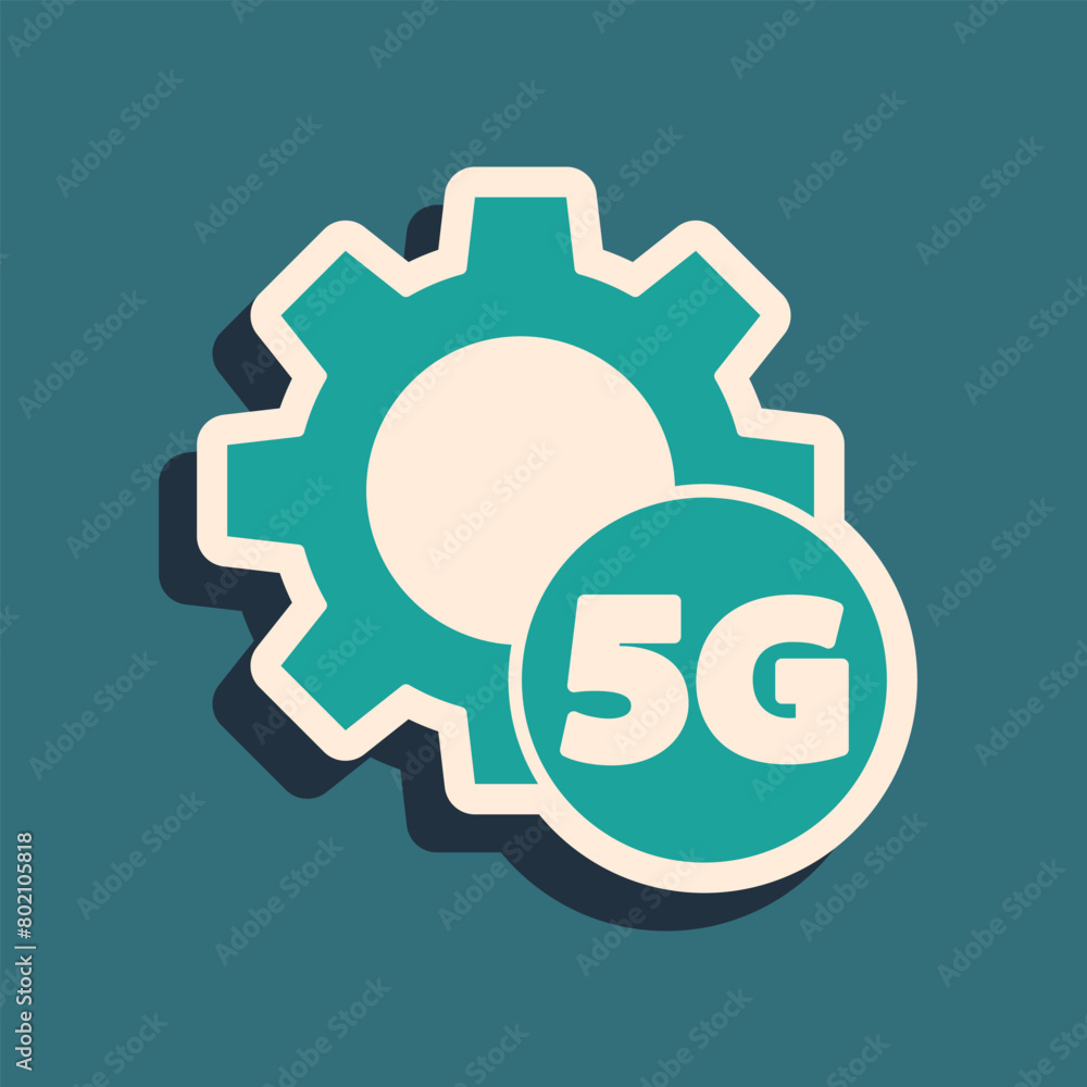 Poster green setting 5g new wireless internet wifi connection icon isolated on green background. global net