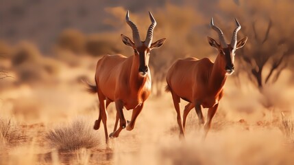 Male and female Red Hartebeest in the Namib Desert, Namibia
