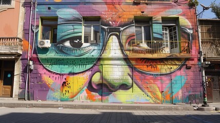 Fototapeta na wymiar Urban street art on a building facade.